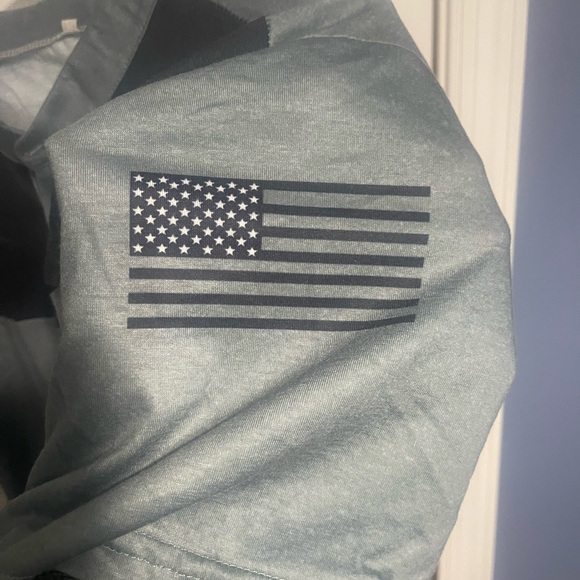 Black and gray half button moisturizer wicking T-shirt - Picture 2 of 4